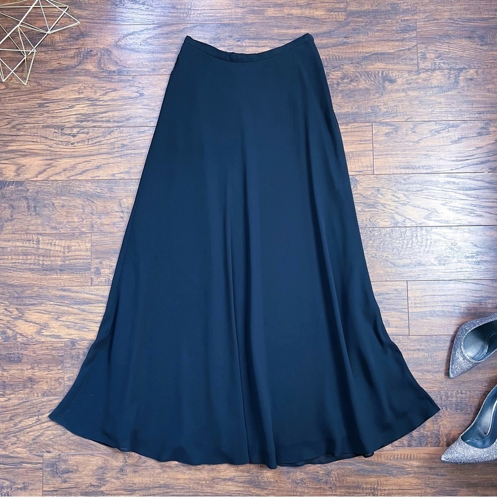 Adrianna Papell • black georgette maxi skirt a line flowy formal floor length
